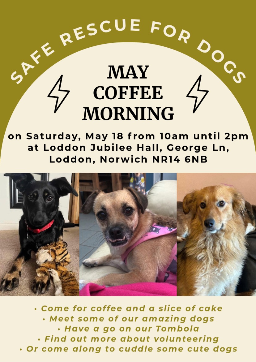 Safe Rescue for Dogs May Coffee Morning – Sat 18th May 2024